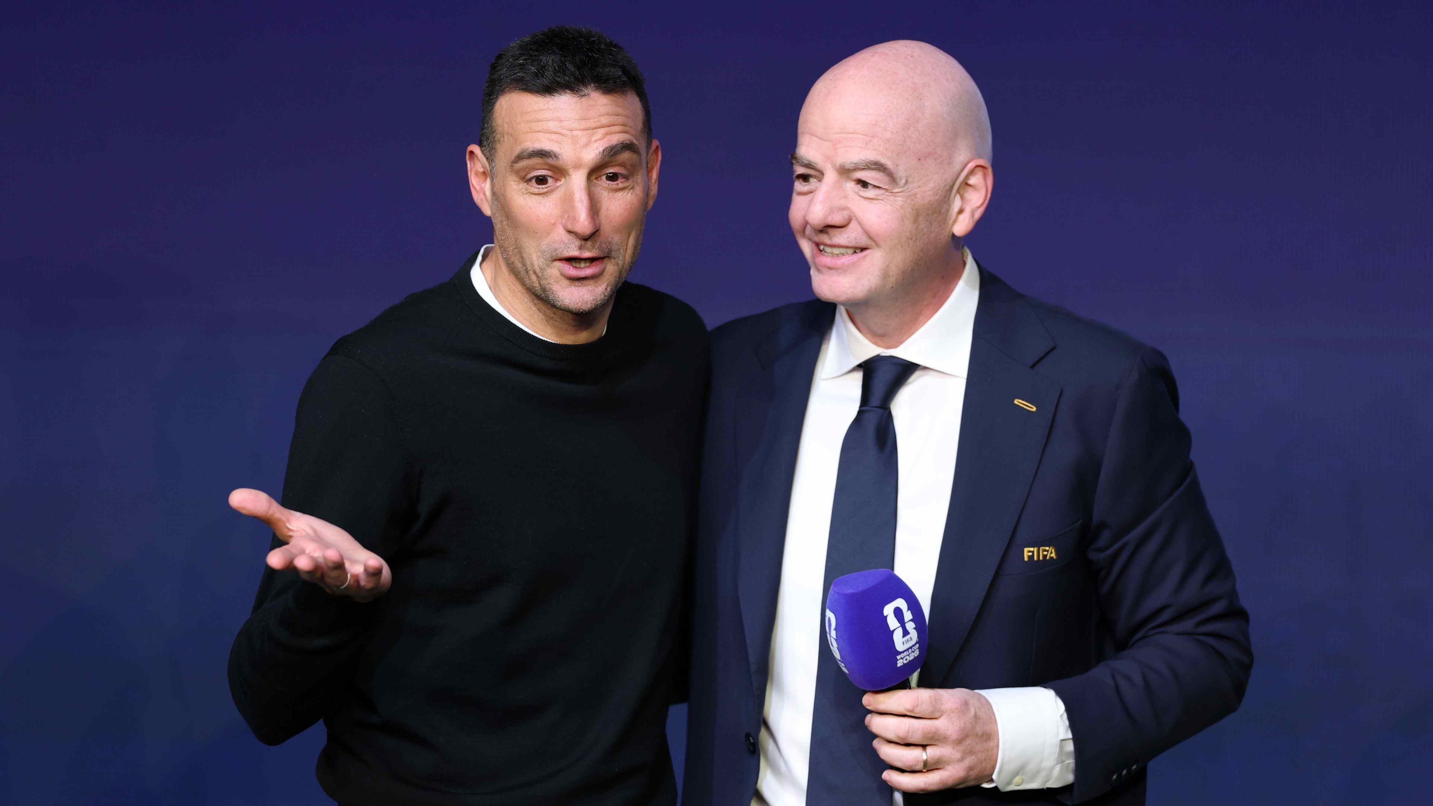 جیانی اینفانتینو و لیونل اسکالونی در مراسم فیفا برای جام جهانی ۲۰۲۶