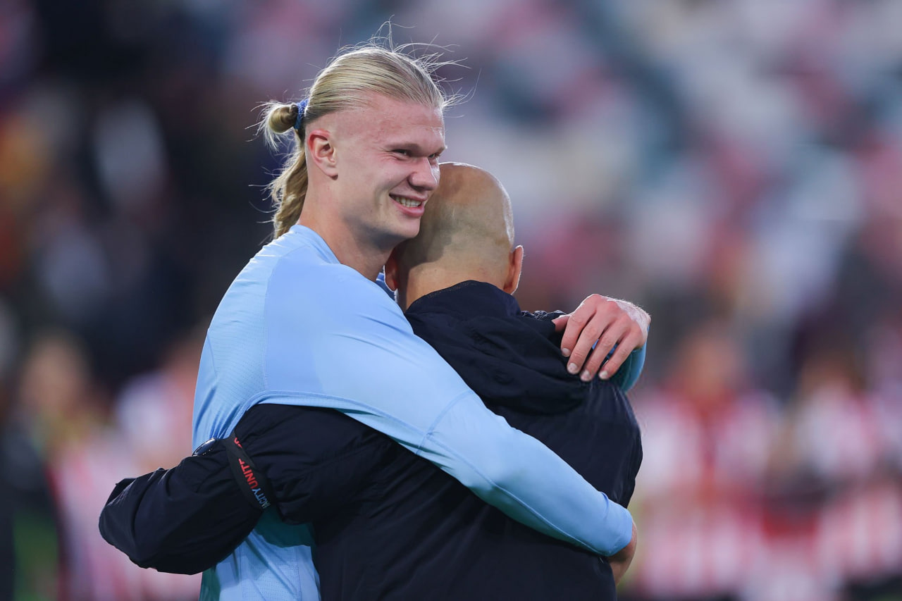 ارلینگ هالند و پپ گواردیولا - منچسترسیتی-برنتفورد