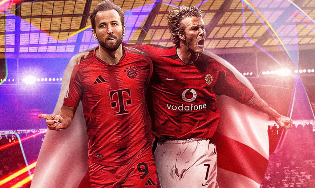 دیوید بکام، منچستریونایتد - هری کین، بایرن مونیخ - لیگ قهرمانان اروپا