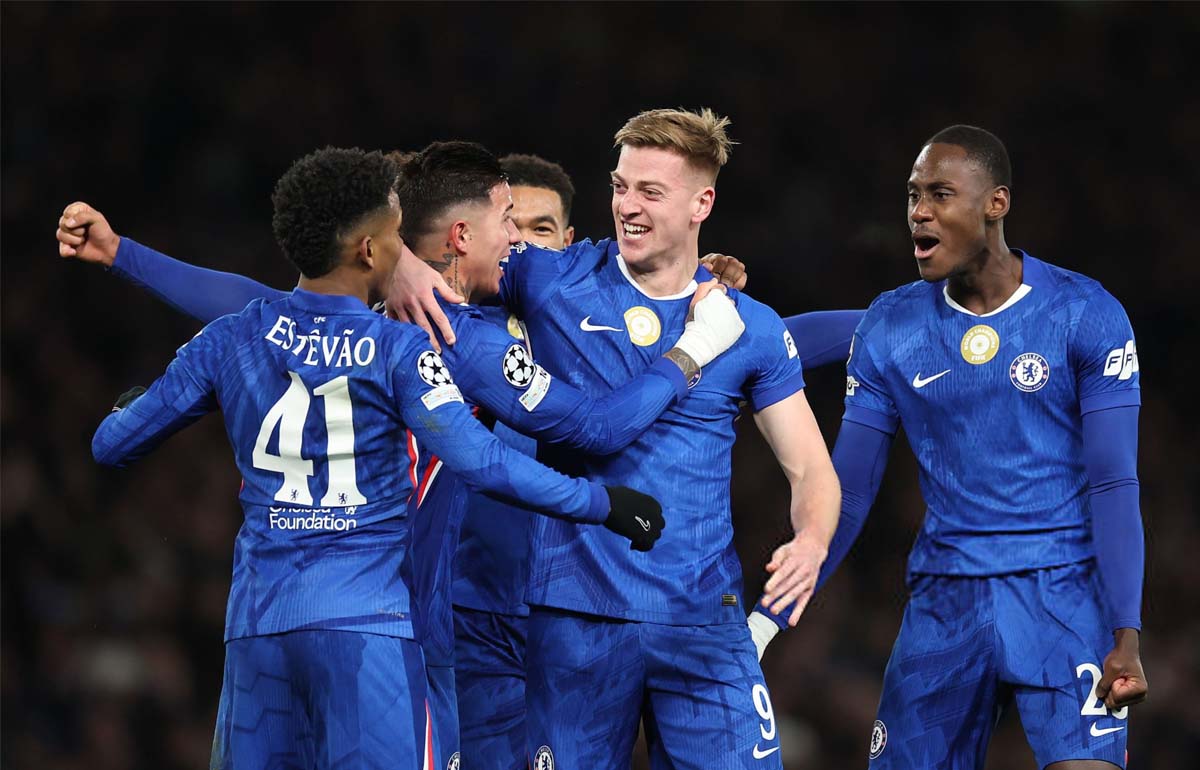 خوشحالی پس از گل بازیکنان چلسی مقابل بارسلونا - لیگ قهرمانان اروپا 