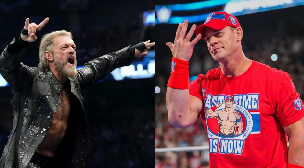 جان سینا و اج، ستارگان کشتی کج که به ترتیب در wwe و aew هستند.