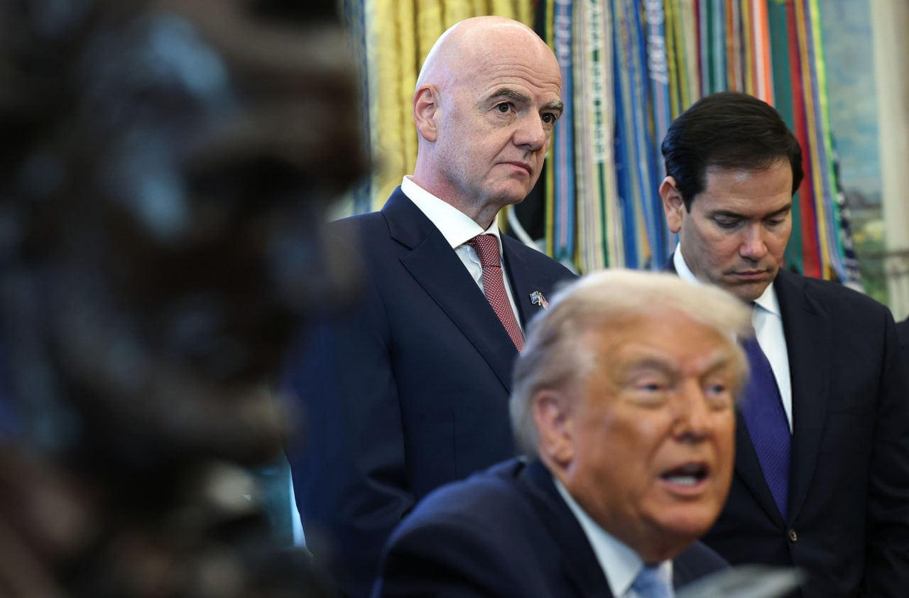 جیانی اینفانتینو رئيس فیفا در کنار دونالد ترامپ رئيس جمهور آمریکا - فیفا