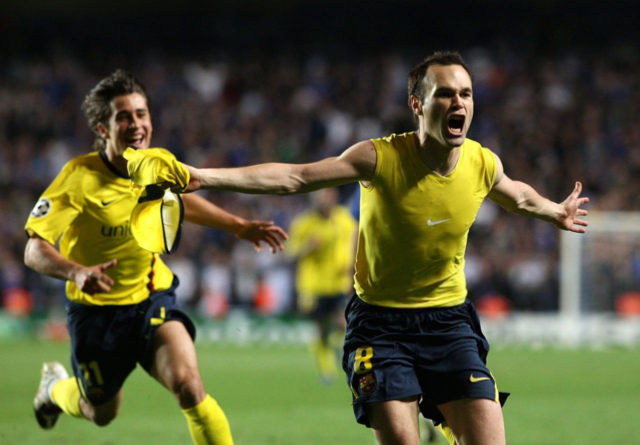 خوشحالی پس از گل آندرس اینیستا در بازی با چلسی