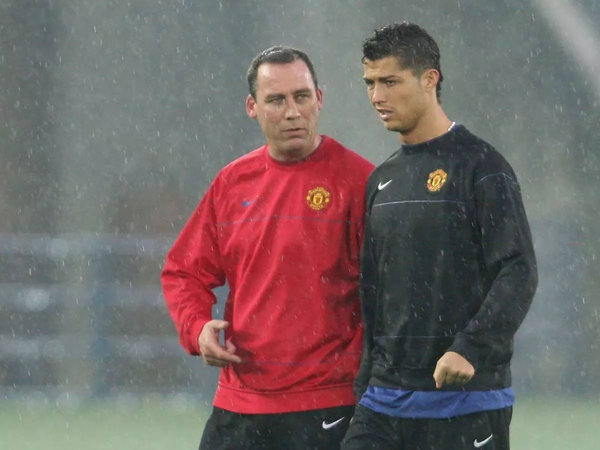 رنه مولنستین و کریستیانو رونالدو در تمرینات منچستریونایتد در سال 2007