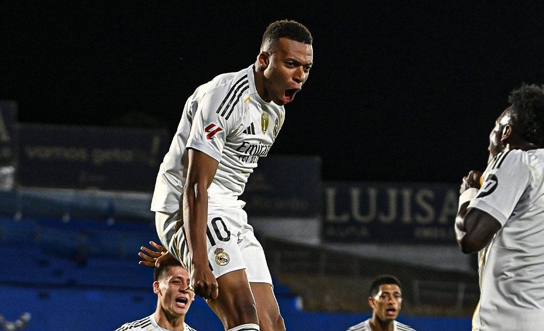 خوشحالی کیلیان امباپه در بازی رئال مادرید و ختافه 