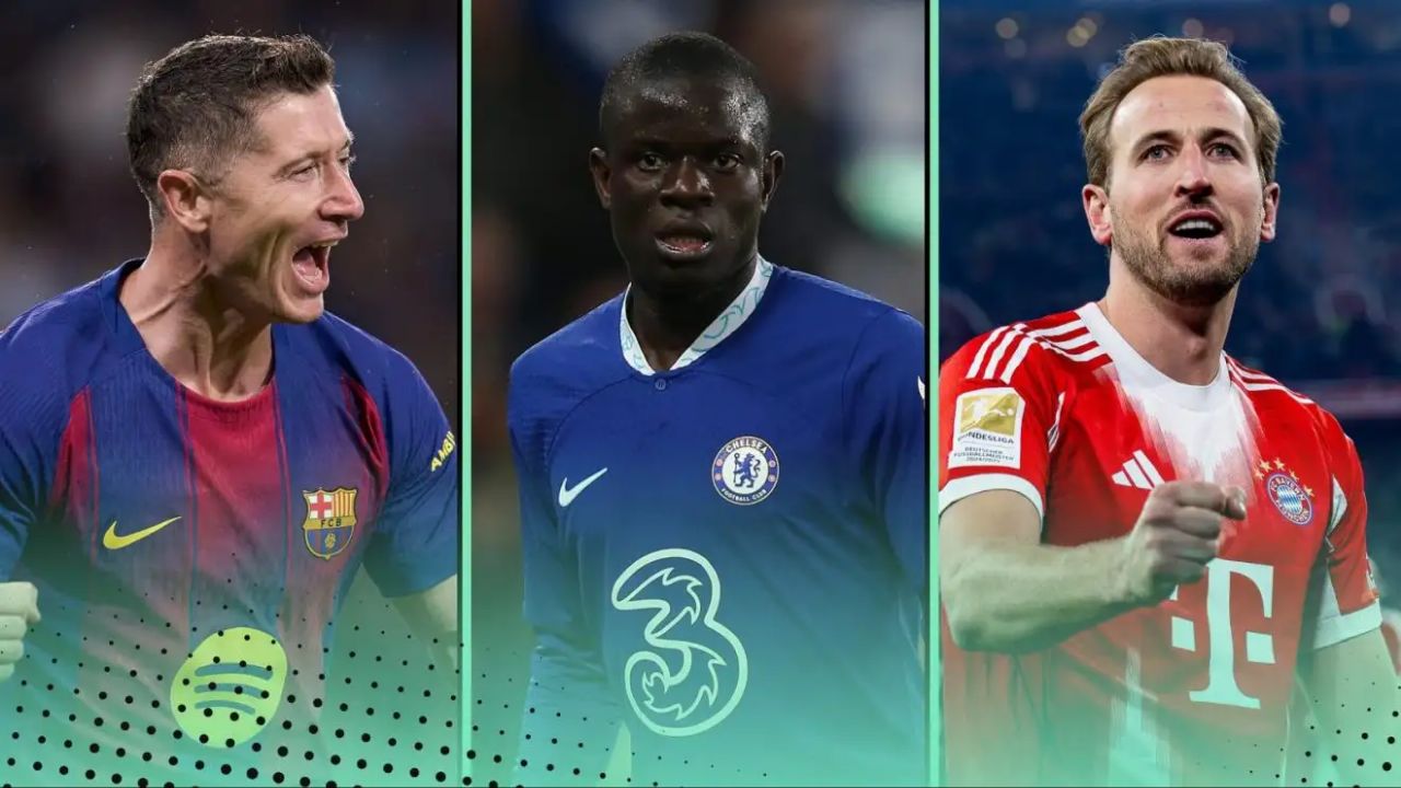 هری کین، مهاجم بایرن مونیخ - انگولو کانته، بازیکن سابق چلسی - روبرت لواندوفسکی، مهاجم بارسلونا 