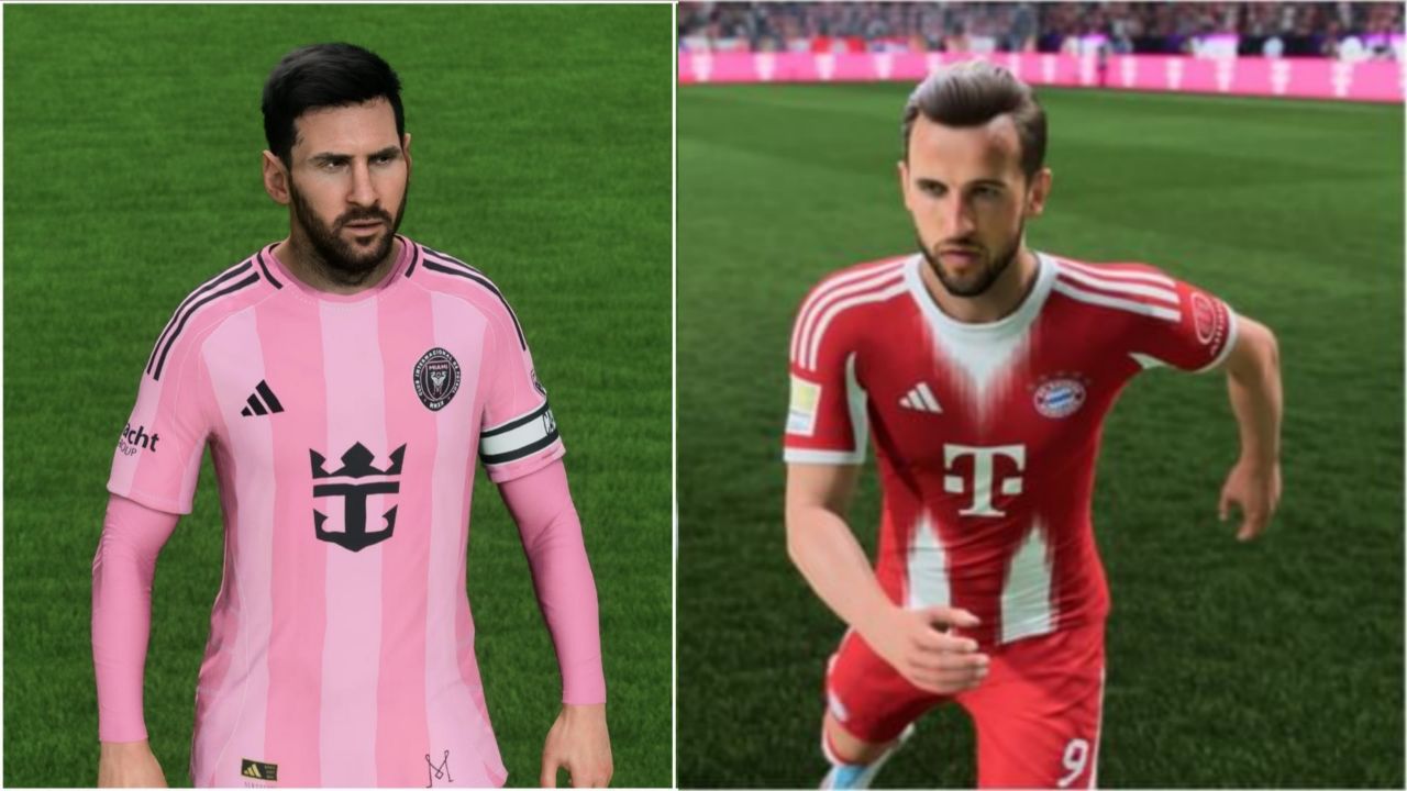 شبیه‌سازی لیونل مسی با پیراهن اینتر میامی و هری کین با پیراهن بایرن مونیخ در EA FC 26 