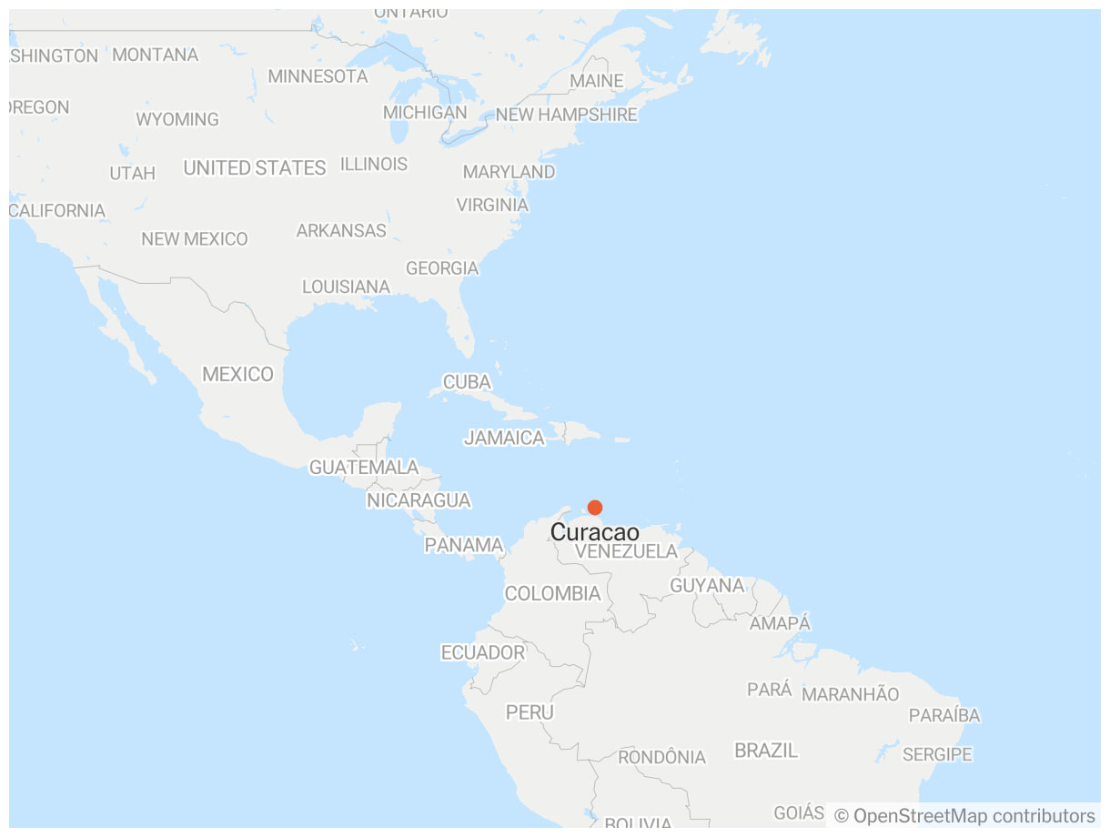 کوراسائو در نقشه جهان