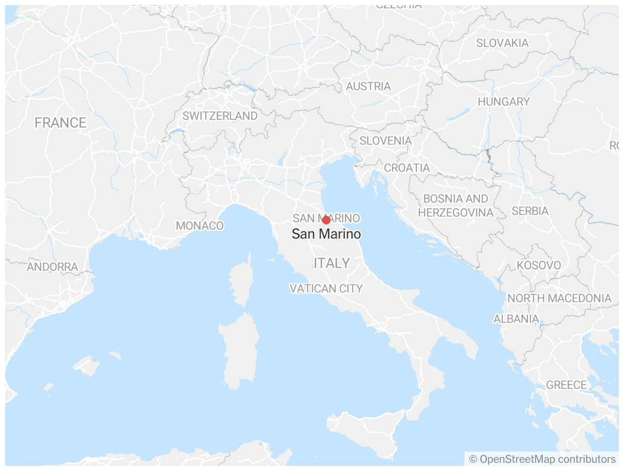 سن مارینو در نقشه اروپا