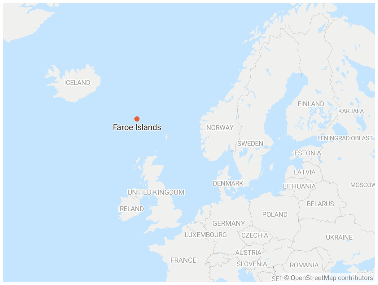 جزایر فارو در نقشه جهان