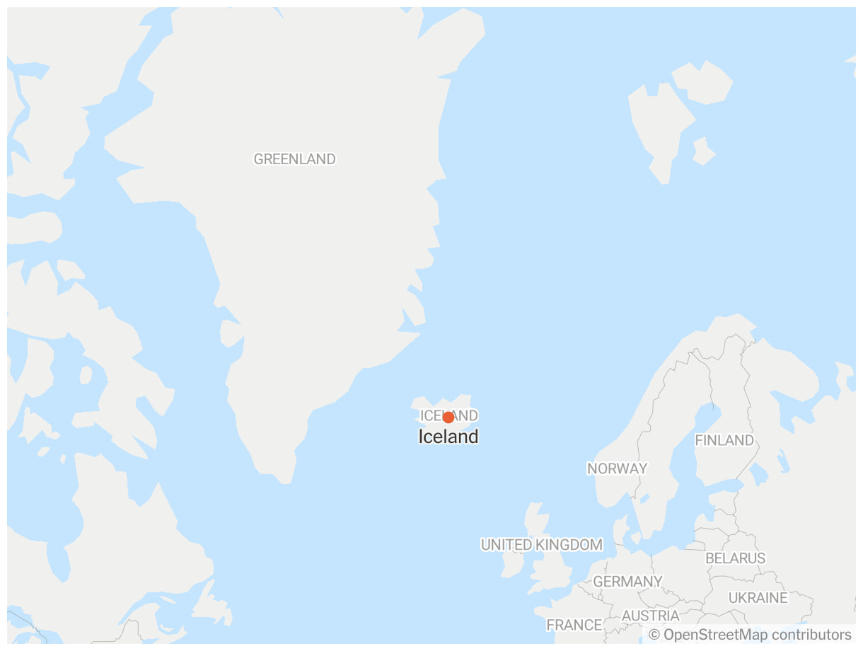 ایسلند در نقشه جهان