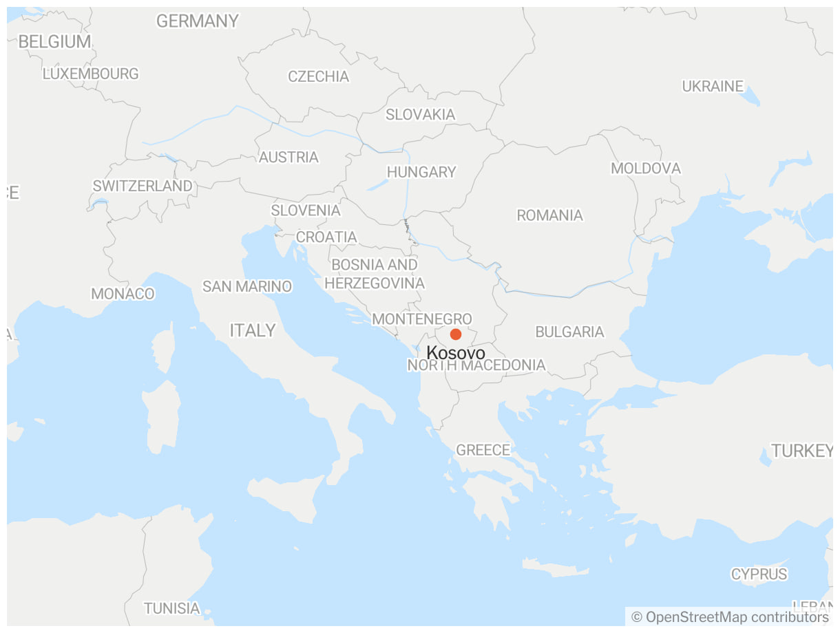 کوزوو در نقشه جهان