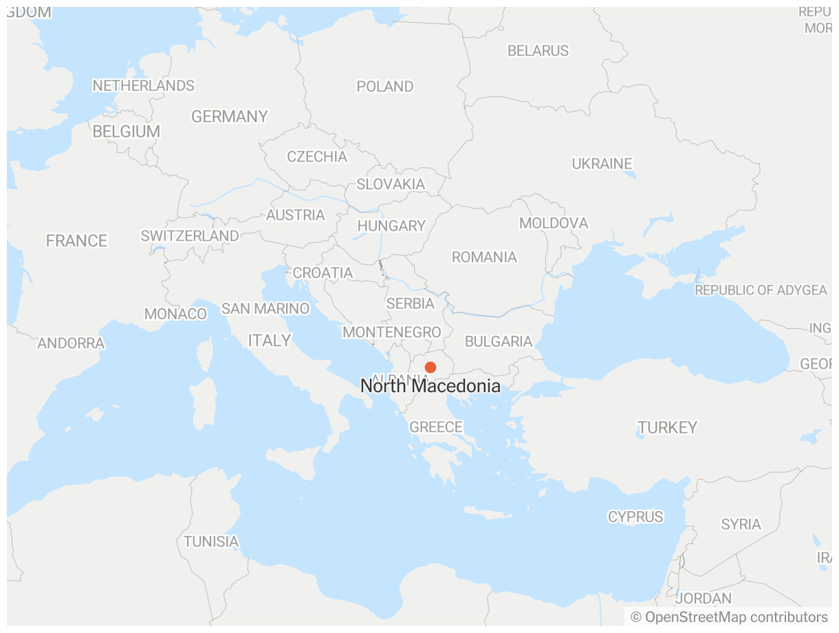 مقدونیه شمالی در نقشه جهان