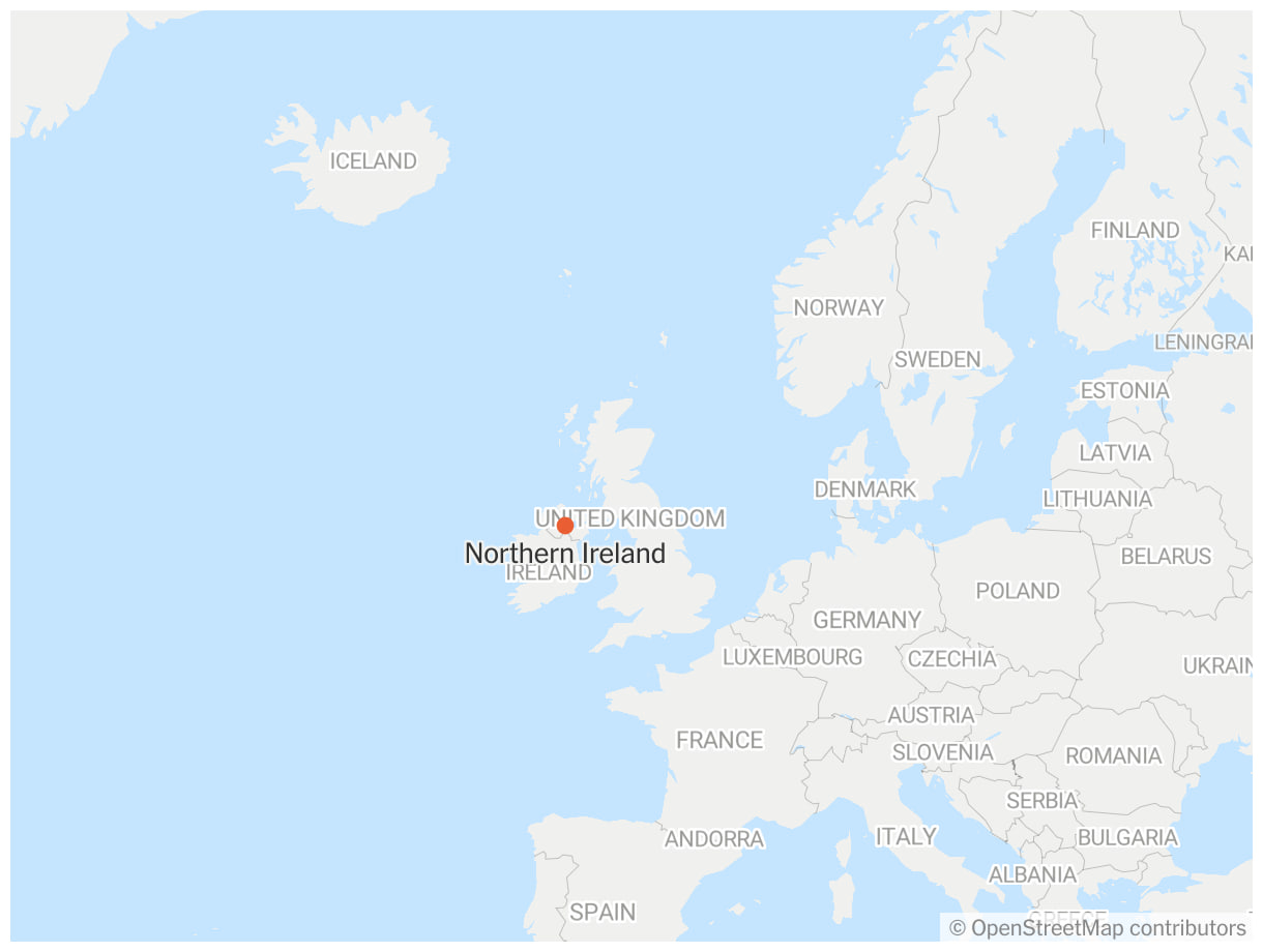 ایرلند شمالی در نقشه جهان