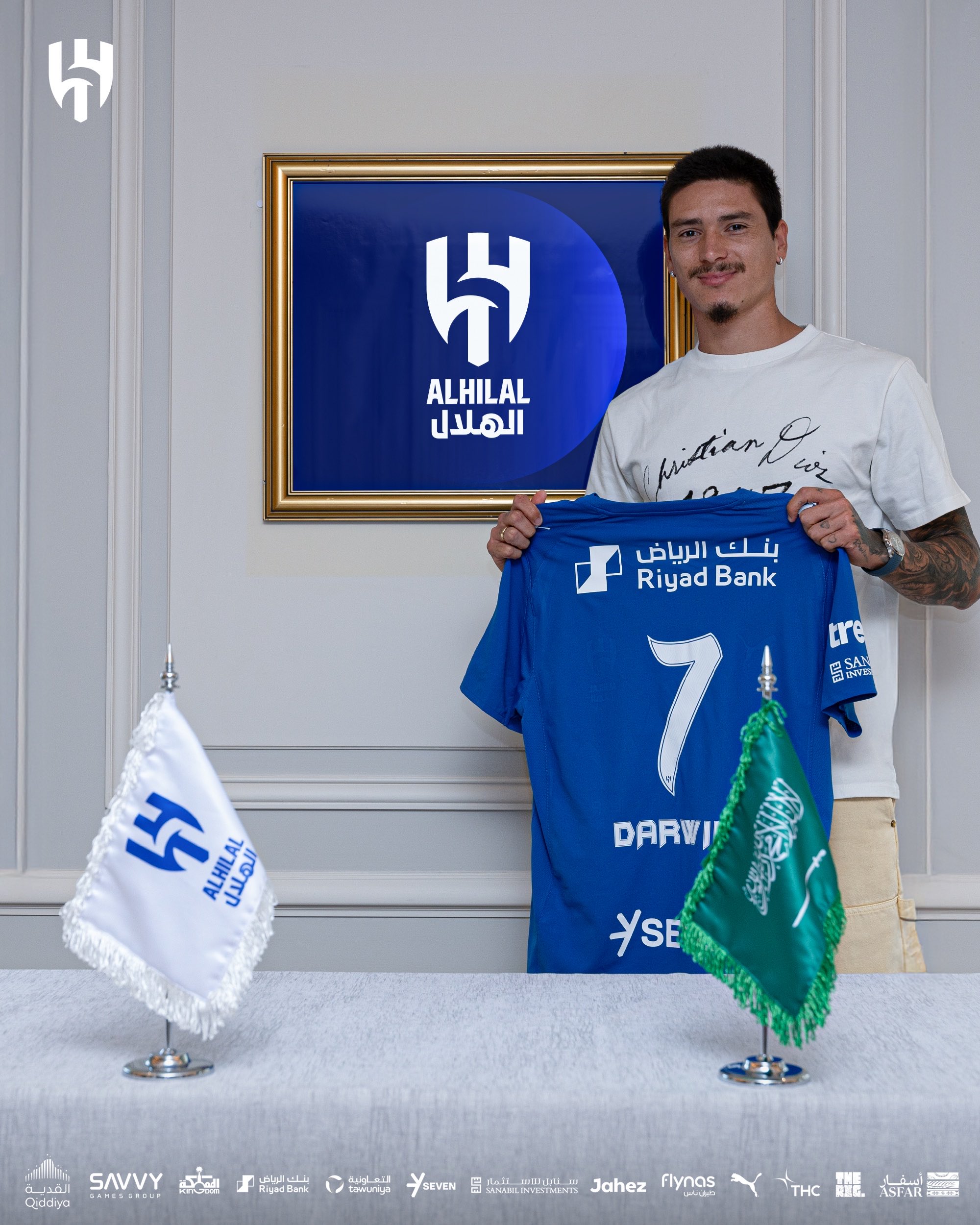 عکس از داروین نونیز با پیراهن شماره ۷ الهلال