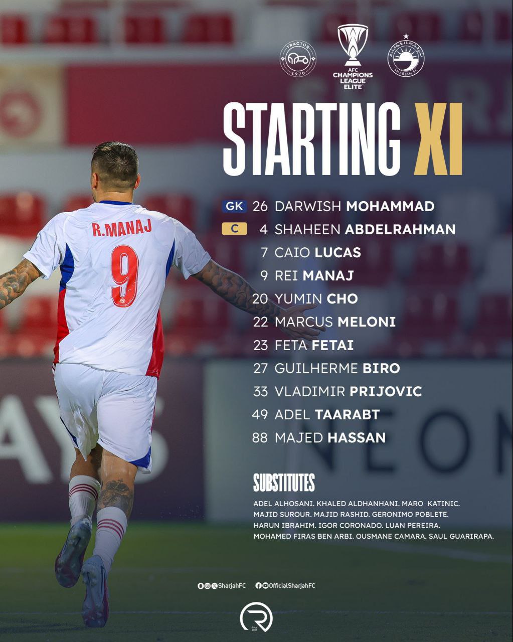 عکس از ترکیب شارجه امارات مقابل تراکتور