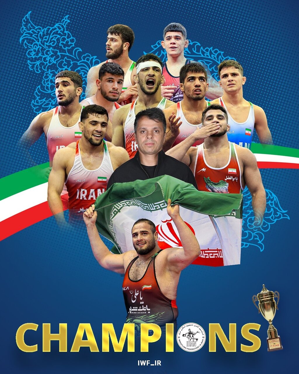 عکس از پوستر تیم ملی کشتی فرنگی ایران در قهرمانی امیدهای جهان