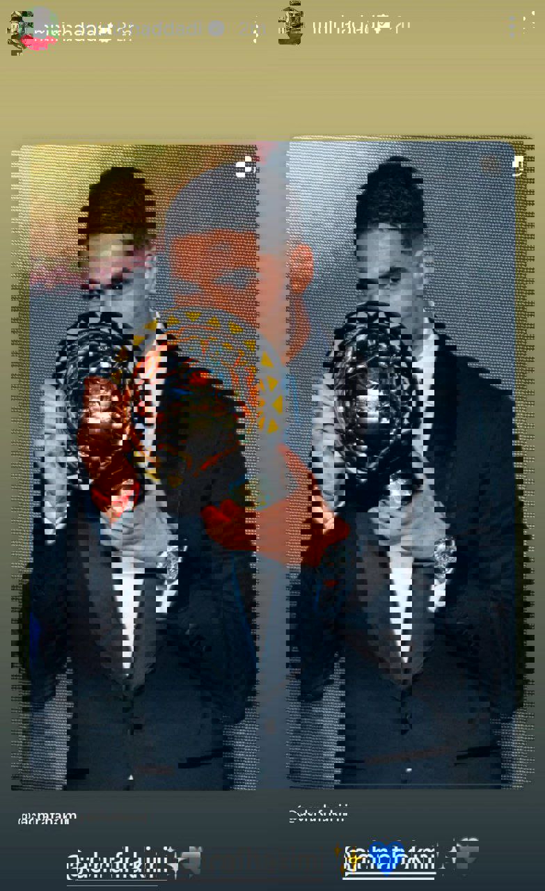 عکس از تبریک مونیر الحدادی به اشرف حکیمی