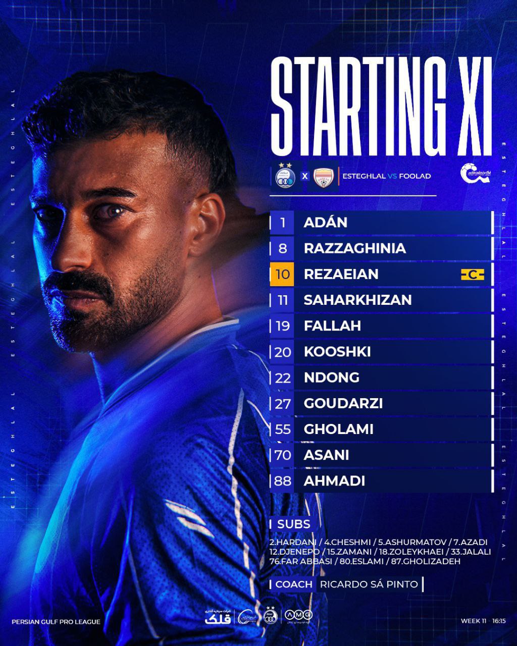 عکس از ترکیب استقلال مقابل فولاد