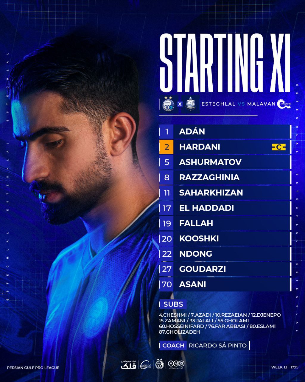 عکس از ترکیب استقلال برای بازی مقابل ملوان