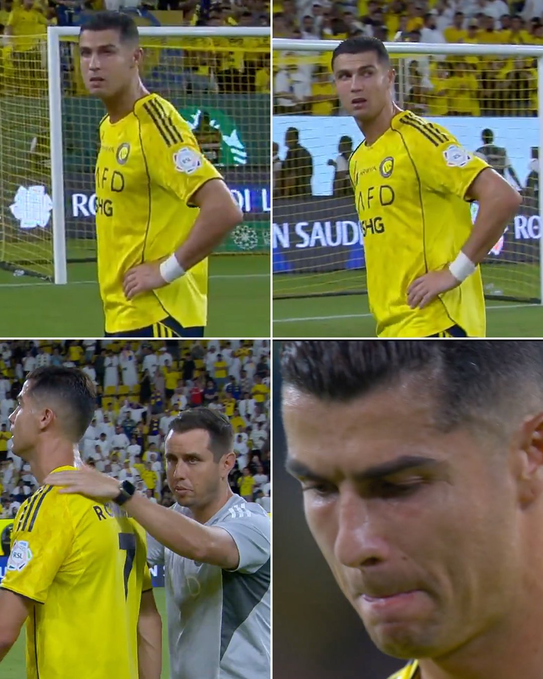 کریستیانو رونالدو مهاجم پرتغالی در زمین - النصر عربستان 