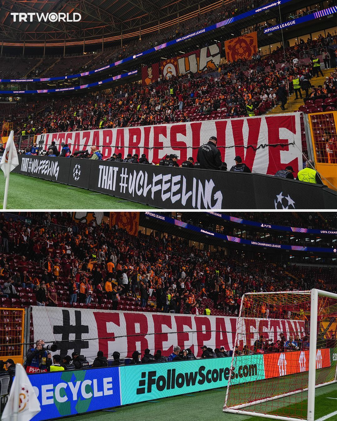 اعتراض گسترده هواداران ترک علیه اسرائیل در بازی گالاتاسارای و لیورپول 