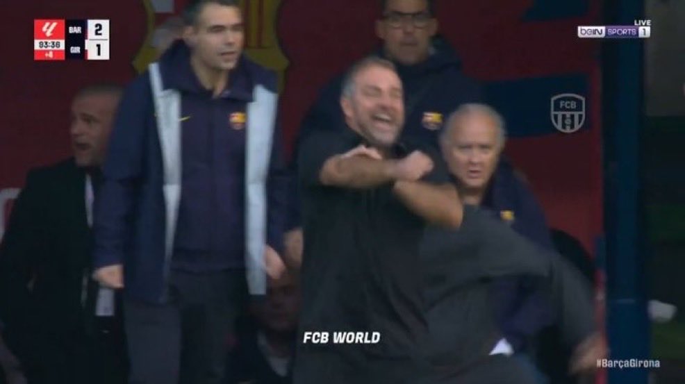 ژست منشوری فلیک در بازی بارسلونا و ژیرونا 