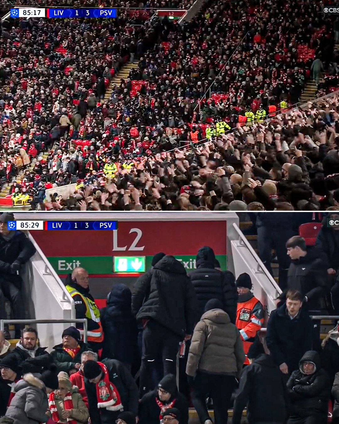 خداحافظی تمسخرآمیز هواداران هلندی با با لیورپولی‌های ناامید در آنفیلد 