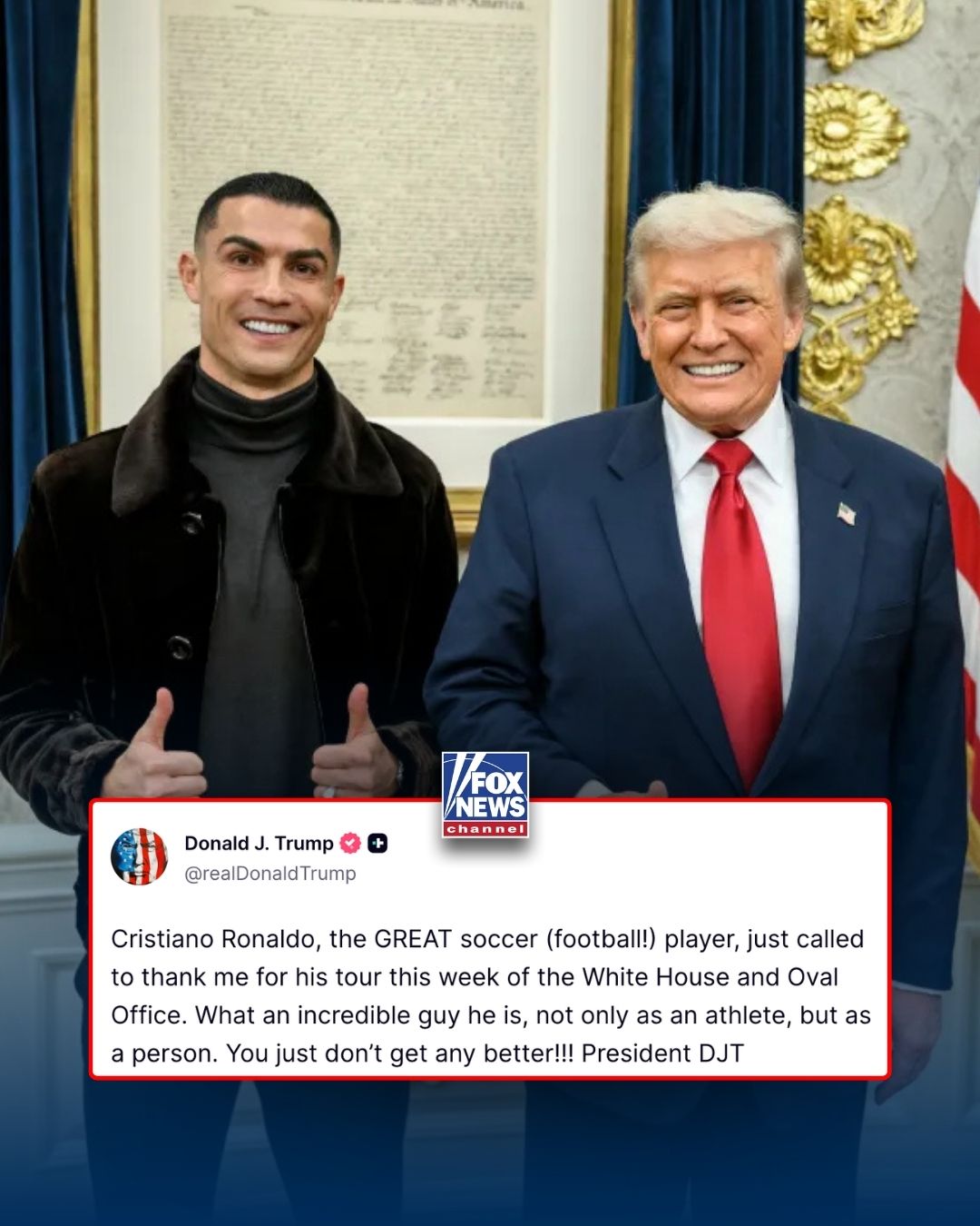 دونالد ترامپ از کریستیانو رونالدو به عنوان بهترین فوتبالیست یاد گرد